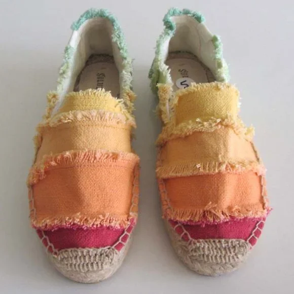 new SOLUDOS multicolored canvas platform espadrilles sz 5 - Picture 5 of 8